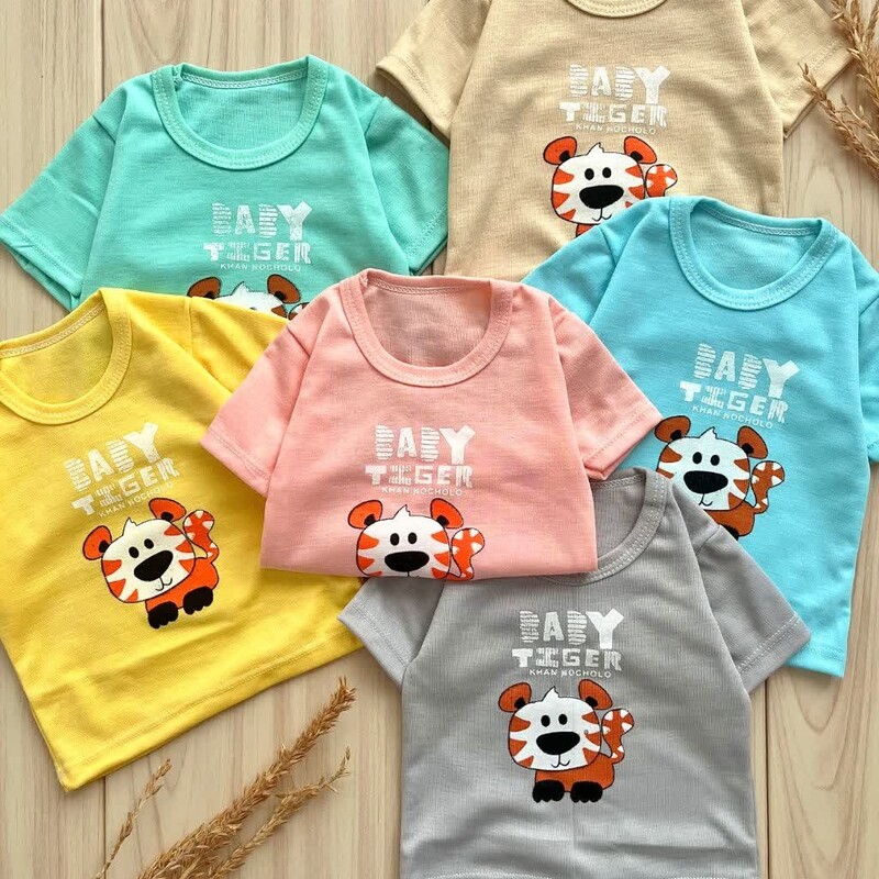 لباس نوزادی و سیسمونی بچگانه بچه گانه ی هیوا( ست پنج تیکه ی سایز صفر و یک طرح بچه ببر)