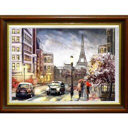 تابلو فرش نقاشی پاریس و برج ایفل با کیفیت HD سایز 100 در 70 مناسب دکور خانه و هدیه
