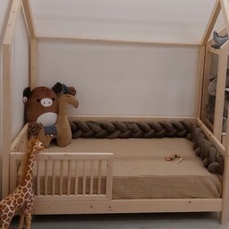 تخت خواب چوبی کودک مدل کلبه