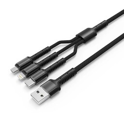 کابل تبدیل USB به microUSB. USB-C. لایتنینگ الدینیو مدل LC93 طول 1.2 متر