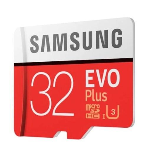 کارت حافظه microSDHC سامسونگ مدل Evo Plus کلاس 10 استاندارد UHS-I U3 سرعت 100MBps همراه با آداپتور SD ظرفیت 32 گیگابایت