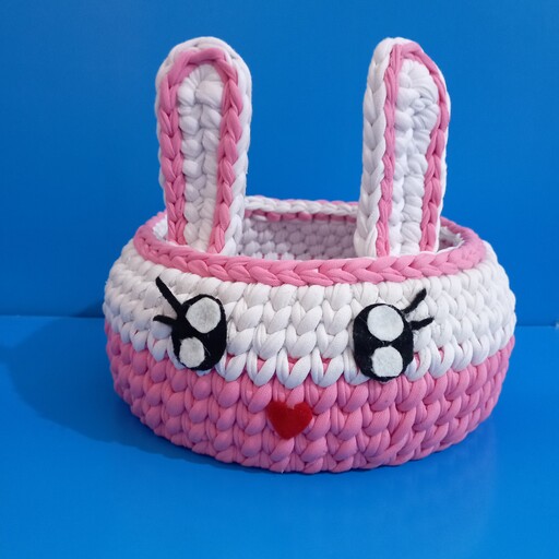 سبد نظم دهنده تریکو مدل خرگوشی مناسب برای سیسمونی نوزاد و اتاق کودک 