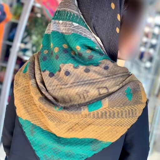  روسری نخی گارزا ژاکارد بهاره دور دستدوز در 8 رنگ زیبا 