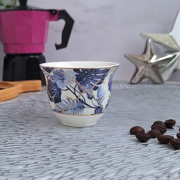 قهوه خوری لاکچری برگ انجیری سورمه ای چینی استخوانی طرح کلاسیک برند ABL ( فروش تکی)