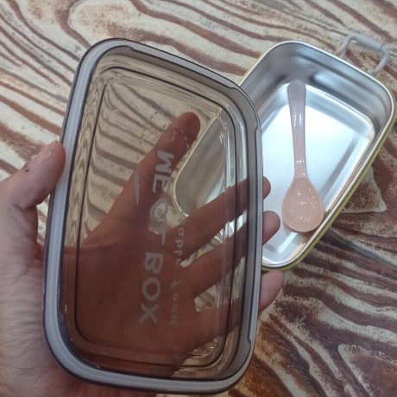 ظرف نگهدارنده غذا داخل استیل درب کیپ قفل دار   همراه قاشق 
