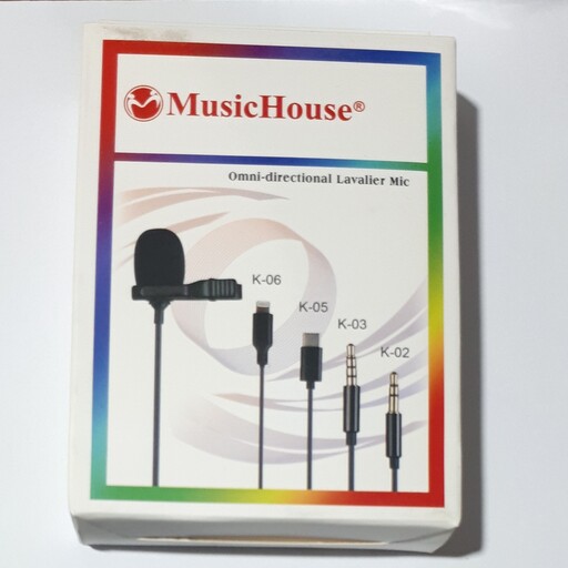میکروفون یقه ای music House مخصوص آیفون، اندروید،Type C  ولپ تاپ