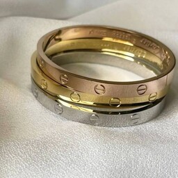 دستبند سه عددی کارتیر طرح طلا استیل.