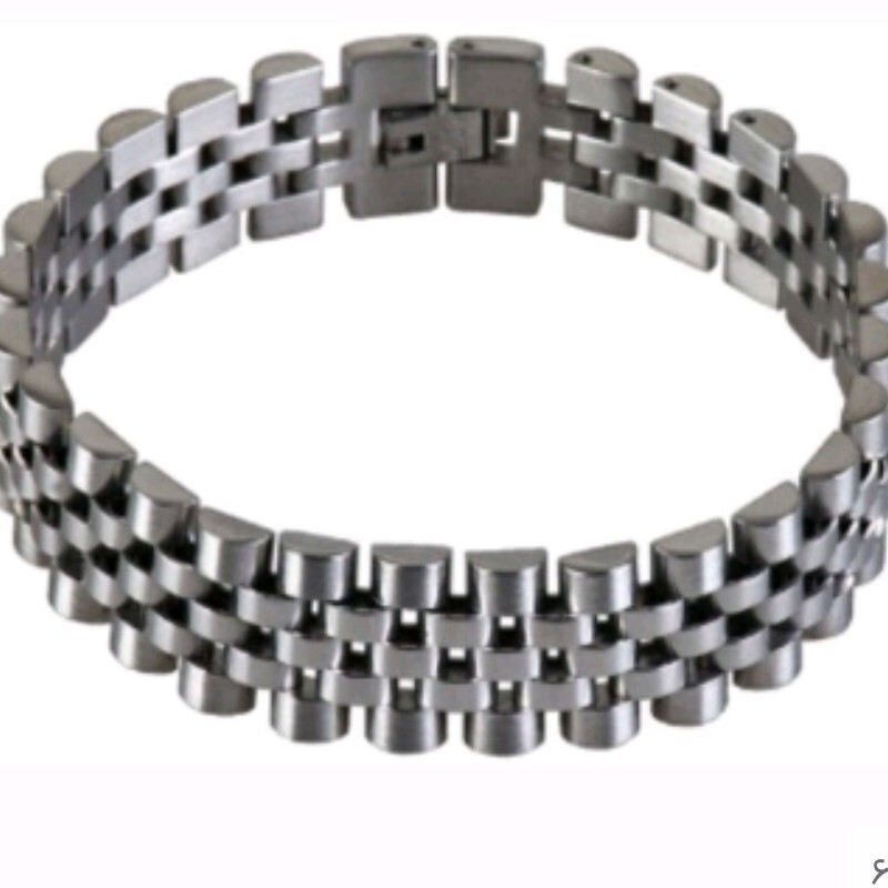 دستبند رولکس استیل 15میل رنگ نقره ای ،دستبند مردانه ،دستبند زنانه