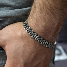 دستبند رولکس استیل 10 میل رنگ نقره ای ،دستبند مردانه ،دستبند زنانه..