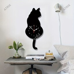 ساعت دیواری کودک آتریکس  مدل black cat کدB203 