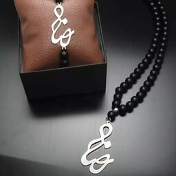 گردنبند و دستبند انیکس با استیل نقره ای اسم سفارشی خرید مطمئن از کارگاه 