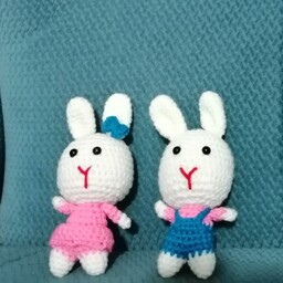 عروسک بافتنی خرگوش دختر و پسر  ، قیمت برای یک جفت می باشد ، سفارش عمده و رنگ بندی دلخواه پذیرفته می شود 