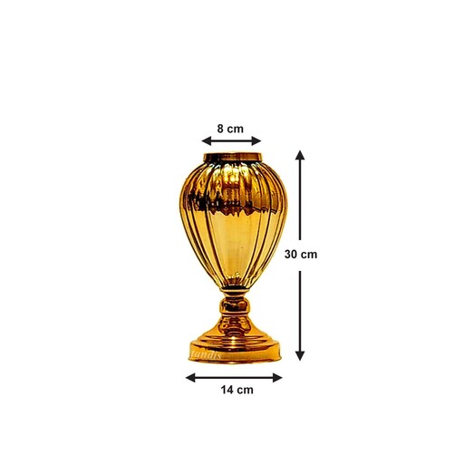 گلدان تندیس کد 1026 - فلزی و شیشه ای طلایی