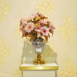 گلدان تندیس کد 1025 - فلزی و شیشه ای طلایی نقره ای