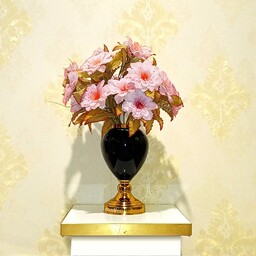 گلدان تندیس کد 1023 - فلزی و شیشه ای مشکی طلایی