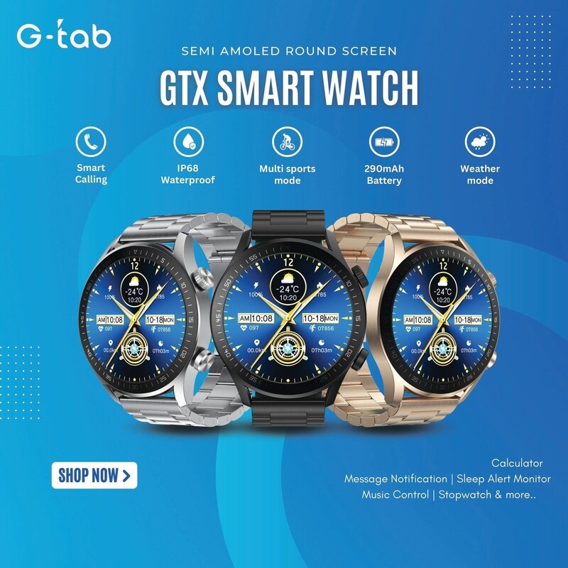 ساعت هوشمند جی تب  مدل G-tab gtx اورجینال کیفیت amoled پک جدید ارسال سریع ایرپاد هندزفری بلوتوث اسپیکر ماساژور هدفون