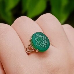 انگشتر نقره عقیق سبز با حکاکی یا بقیه الله 