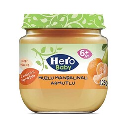 پوره میوه هیرو بیبی با طعم ترکیب گلابی، نارنگی و موز مناسب برای کودکان بالای 6 ماه محصول ترکیه