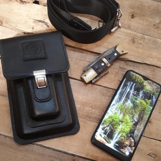کیف کمری و دوشی - مناسب تلفن همراه و چاقو - چرم طبیعی و دست ساز - برند forester leather