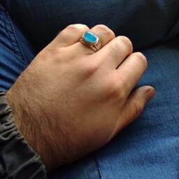 انگشتر مردانه نقره عقیق آبی