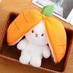 عروسک سوپرایزی پولیشی خرگوش و هویچ زیپ دار رنگ نارنجی