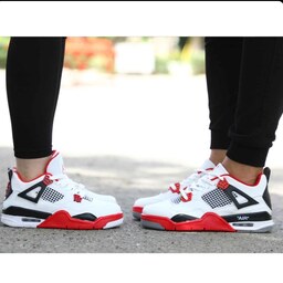 ست نایک ایر جردن 4 رترو سفید قرمز Nike Air Jordan 4 Retro