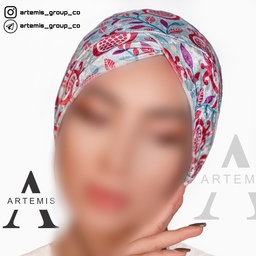 کلاه حجاب (توربان) مخمل شیشه ای طرح انار - کد 458