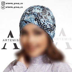 کلاه حجاب (توربان) مخمل شیشه ای طرح پوست ماری - کد 456