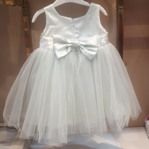لباس عروس دخترانه برند فوق العاده پامینا سایز 9، 12 ماه و 2 و 4 سال به همراه تل سر