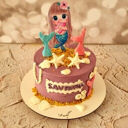 کیک تولد پری دریایی  کیک خانگی کیک خامه ای با فیلینگ مخصوص ارسال پس کرایه