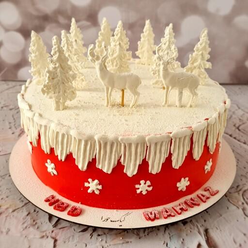 کیک تولد زمستانی  با فیلینگ مخصوص ارسال پس کرایه