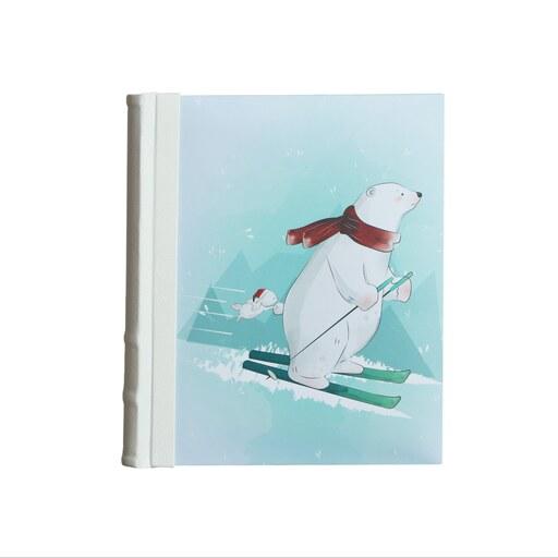 آلبوم عکس کودک خرس اسکی باز، سایز 16x21 فریم سفید، 20 برگ، 40 صفحه