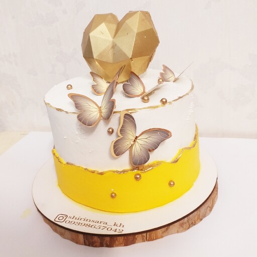 کیک تولد و روز زن با تم قلب و پروانه برای هدیه دادن به عزیزانتون