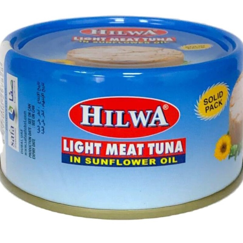 تن ماهی حلوه HILWA با روغن آفتاب گردان تایلندی 185 گرم بسته 4 عددی