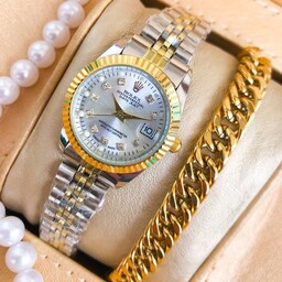 ساعت زنانه رولکس همراه با دستبند کارتیر مردانه یا زنانه بصورت تک  بند ارسال رایگان 