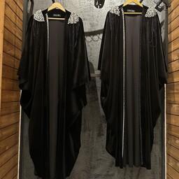 مانتو مجلسی ملکه جنس مخمل  مروارید دوزی کار دست بسیار زیبا مدلی عربی لاکچری قد 130 سایز 36 تا56