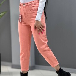 شلوار جین مام فیت رنگی با کیفیت عالی سایز 36 تا54 قد 85 تا 90 رنگبندی داره 