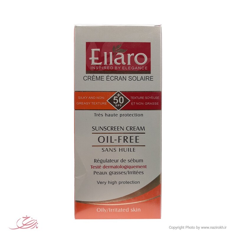 کرم ضد آفتاب مناسب پوست چرب بدون رنگ الارو Ellaro (SPF50)