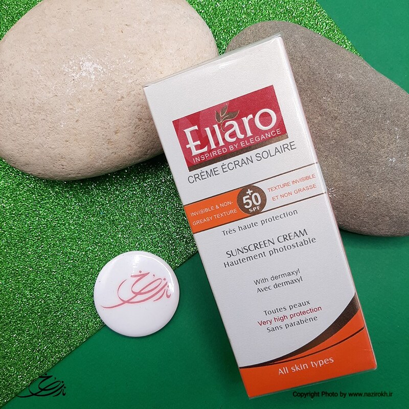 کرم ضد آفتاب مناسب انواع پوست بدون رنگ الارو Ellaro (SPF50)