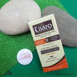 کرم ضد آفتاب با پوشش کرم پودری فاقد چربی رنگ بژ طبیعی الارو Ellaro (SPF30)