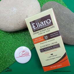 کرم ضد آفتاب با پوشش کرم پودری مناسب انواع پوست رنگ بژ روشن الارو Ellaro (SPF25)
