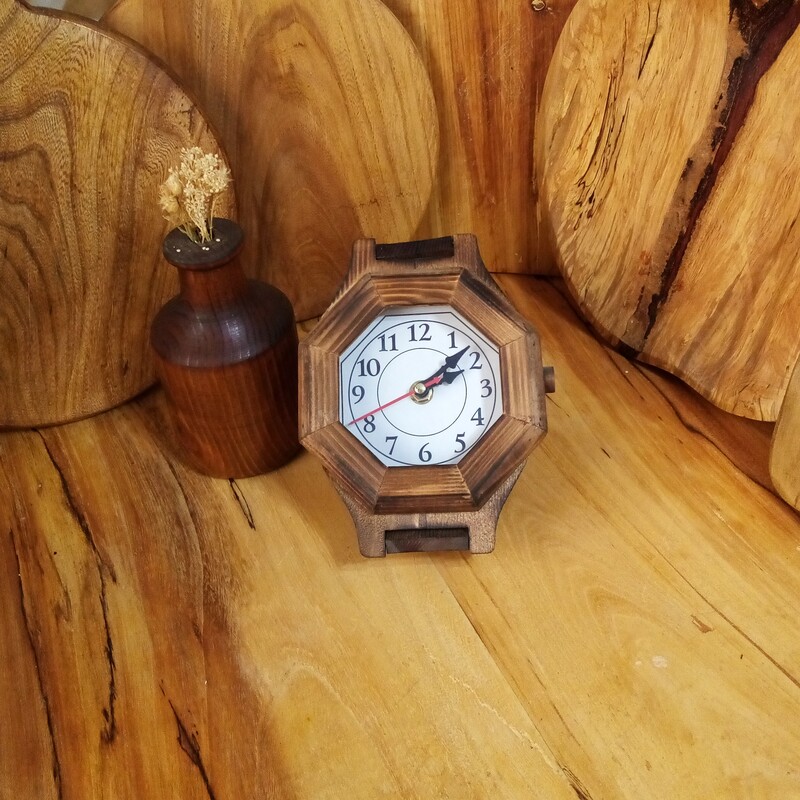 ساعت چوبی مدل مچی دیواری ورومیزی
