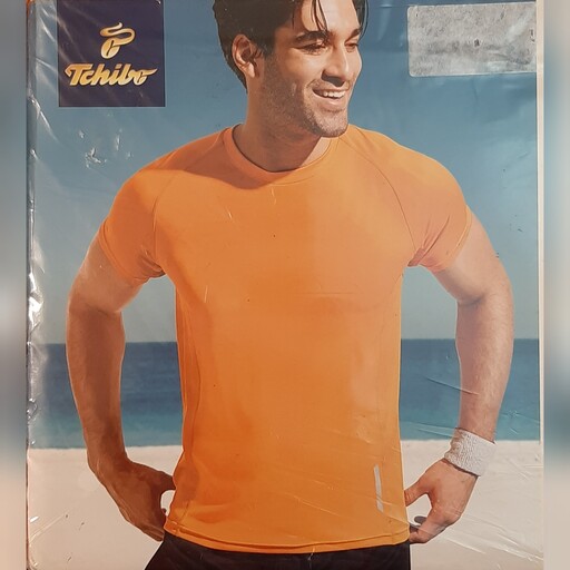 تیشرت ورزشی تنفسی نارنجی مردانه چیبو tchibo آلمان سایز XL دارای المان شب تاب  (ارسال رایگان)