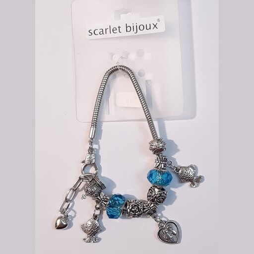 دستبند ماهی و گل با نگین آبی اسکارلت بیژوکس scarlet bijiux آلمان (ارسال رایگان)
