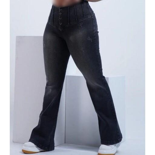 شلوار جین زنانه کمر گن دار سایز بزرگ 40 تا 66 