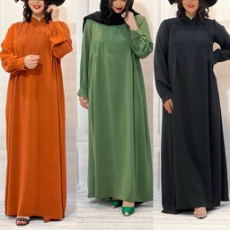 مانتو عبایی زنانه مجلسی پوشیده سایز 38 تا 52 قد 140 پارچه ابر و بادی مانتو حجاب