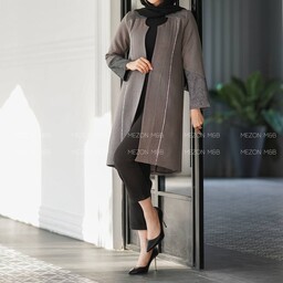 مانتو زنانه بلند پارچه کتان لمه مدل پرنیان تولیدی مانتو مجلسی قد 99 سایز 38 تا 48
