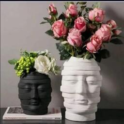 گلدان مدرن طرح صورتک مدل چند وجهی سایز متوسط