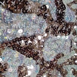 پارچه پولکی، پولک دوخته شده هفت رنگ بر روی حریر، عرض یک و نیم، باکیفیت و شیک، tc3