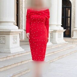 لباس مجلسی زنانه پیراهن مجلسی کوتاه تونیک مجلسی نیلفام مناسب سایز  36 تا 50